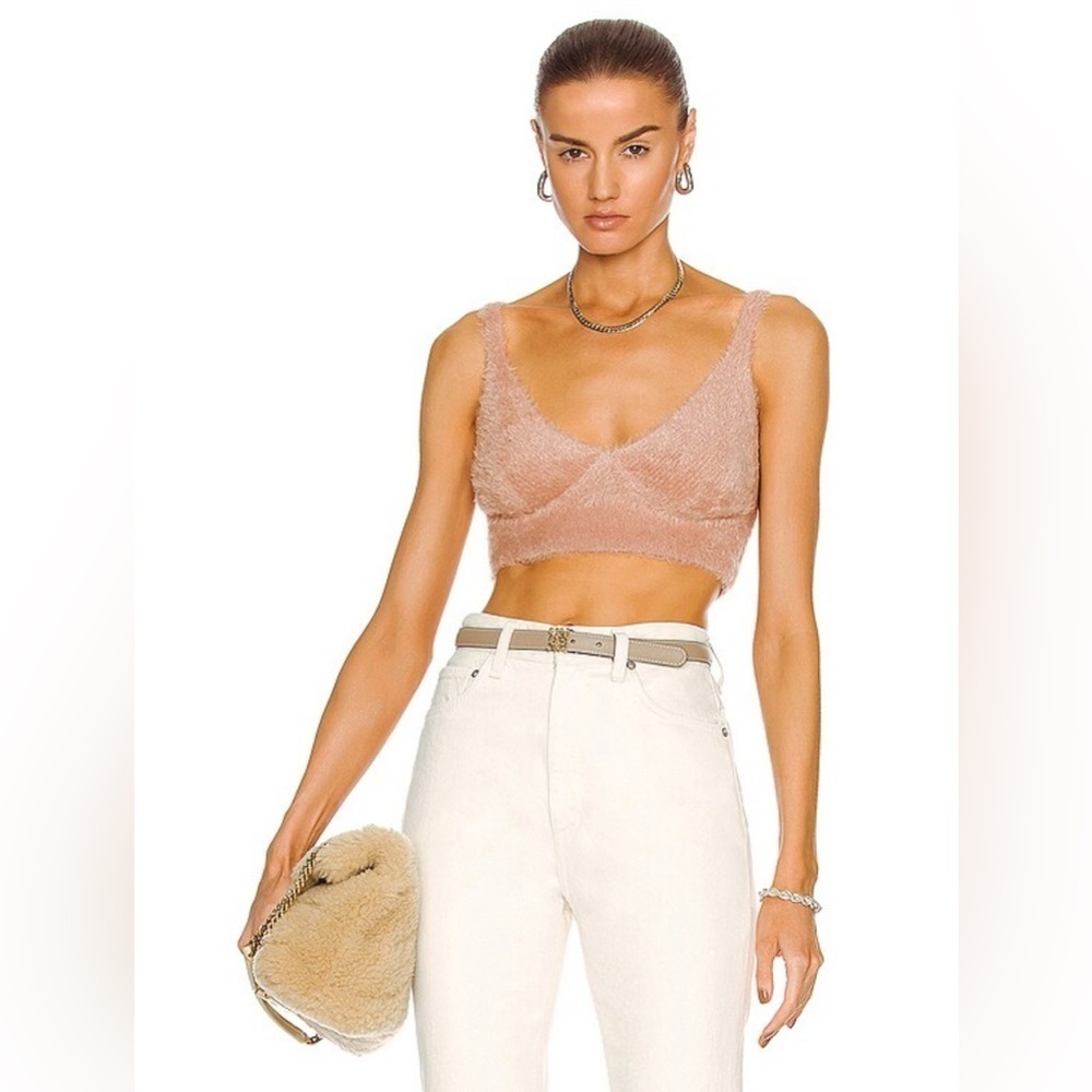 Jonathan Simkhai Caroline Feathered Rib Bralette Plush Blush Pink sz XS